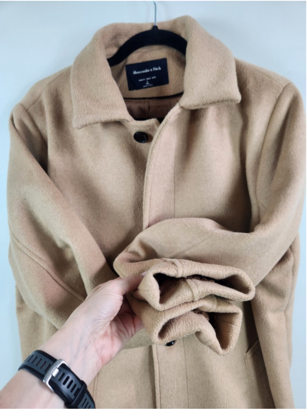 Abercrombie & Fitch Men's Size Large Tall Tan Wool Blend Work Coat Professional - Picture 5 of 16
